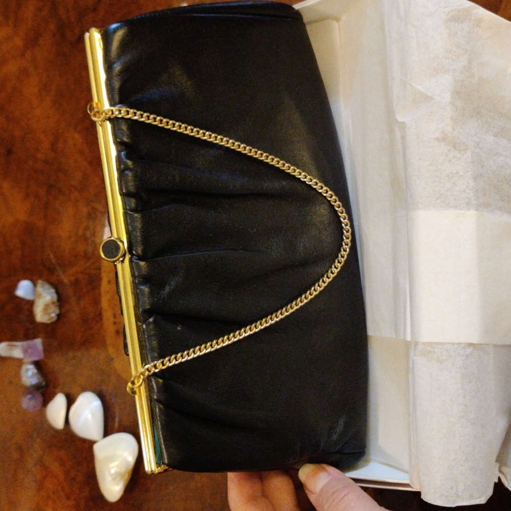 Vintage black leather clutch from The Denver